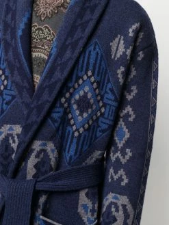ETRO cardigan ceinturé en maille intarsia