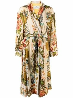 ETRO manteau texturé à taille ceinturée