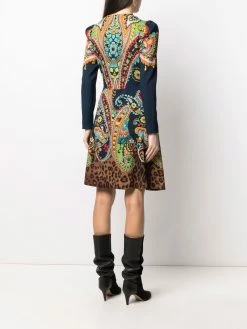 ETRO robe en laine à imprimés multiples