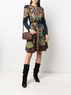 ETRO robe en laine à imprimés multiples