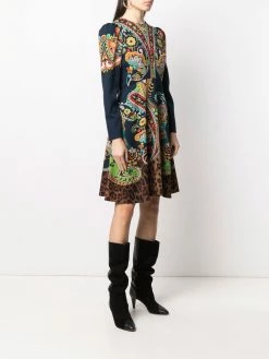 ETRO robe en laine à imprimés multiples