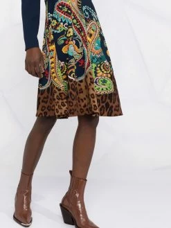 ETRO robe en laine à imprimés multiples