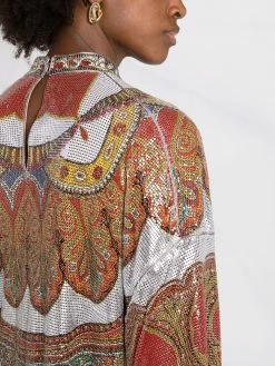 ETRO robe brodée de sequins à imprimé abstrait