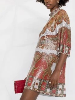 ETRO robe brodée de sequins à imprimé abstrait