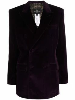 ETRO blazer en velours à boutonnière croisée