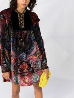 ETRO robe en velours à imprimé abstrait