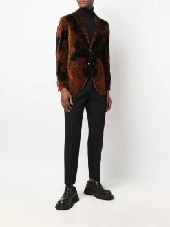 ETRO blazer en velours à motif cachemire