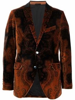 ETRO blazer en velours à motif cachemire