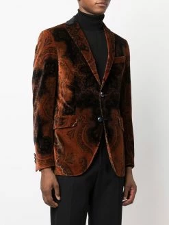ETRO blazer en velours à motif cachemire