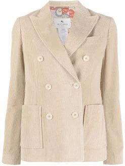 ETRO blazer en velours côtelé à boutonnière croisée