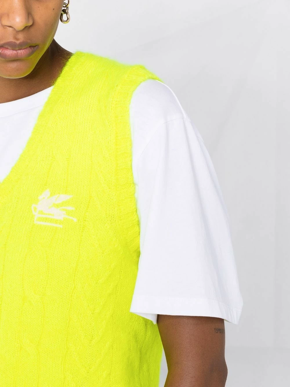 Prix Aimable ETRO Débardeur en maille torsadée à logo brodé hauts en maille femme 3 ETRO débardeur en maille torsadée à logo brodé