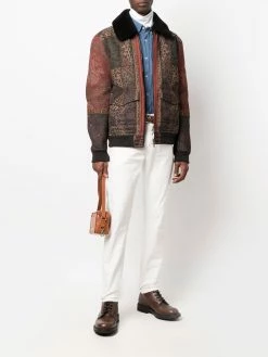ETRO veste en cuir à motif cachemire