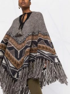 ETRO poncho à motif en jacquard