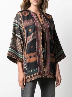 ETRO veste en soie à imprimé patchwork