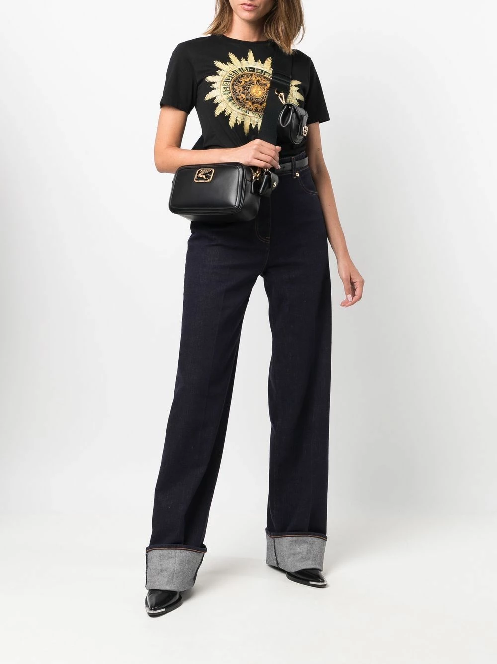 Première Qualité ETRO Sac à bandoulière en cuir à plaque logo sacs à bandoulière & besaces femme 2 ETRO sac à bandoulière en cuir à plaque logo