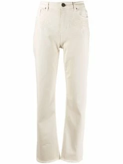 ETRO jean brodé à taille haute
