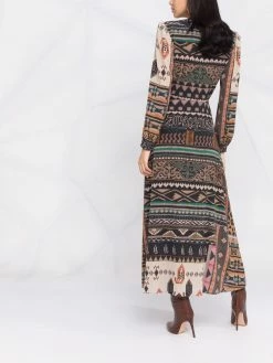 ETRO robe mi-longue à motif en jacquard
