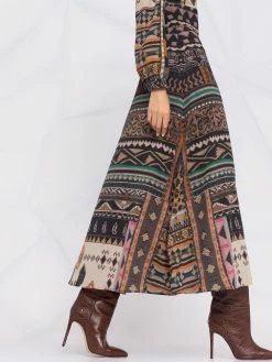 ETRO robe mi-longue à motif en jacquard
