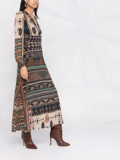 ETRO robe mi-longue à motif en jacquard