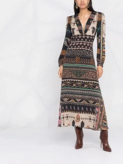 ETRO robe mi-longue à motif en jacquard