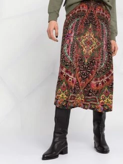 ETRO jupe nervurée à motif cachemire