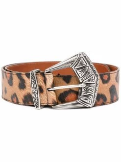 ETRO ceinture en cuir à imprimé léopard