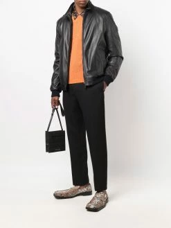 ETRO veste en cuir à col cheminée