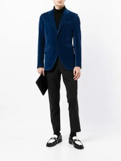 ETRO blazer en velours à simple boutonnage