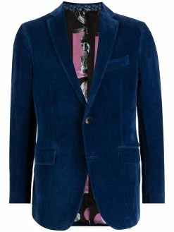 ETRO blazer en velours à simple boutonnage