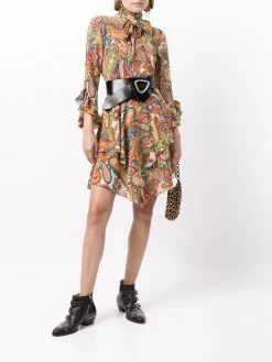 ETRO robe volantée à motif cachemire