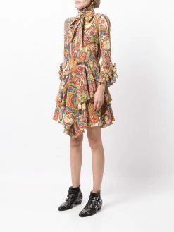 ETRO robe volantée à motif cachemire