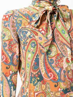 ETRO robe volantée à motif cachemire