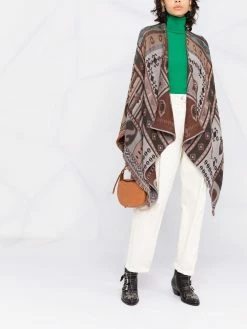 ETRO poncho en laine à imprimé patchwork