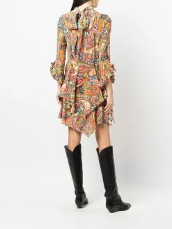 ETRO robe volantée à motif cachemire