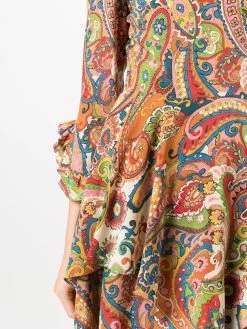 ETRO robe volantée à motif cachemire