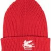 ETRO bonnet en maille à logo brodé