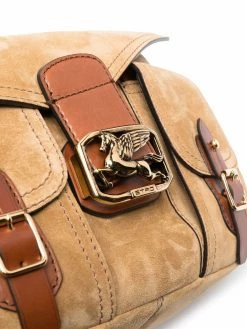 ETRO sac porté épaule en daim à plaque logo