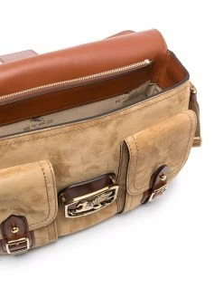 ETRO sac porté épaule en daim à plaque logo