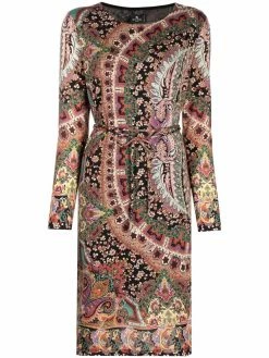 ETRO robe mi-longue Naïf à motif cachemire