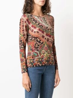 ETRO pull fleuri à motif cachemire