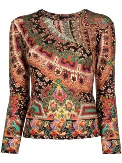 ETRO pull fleuri à motif cachemire