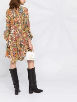 ETRO robe volantée à motif cachemire