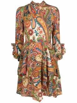 ETRO robe volantée à motif cachemire