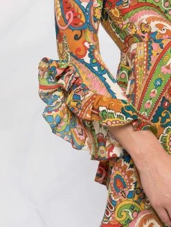 ETRO robe volantée à motif cachemire