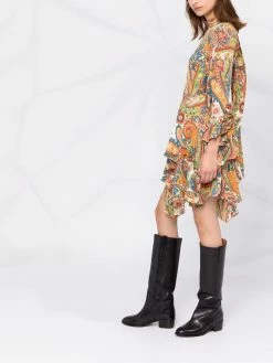 ETRO robe volantée à motif cachemire