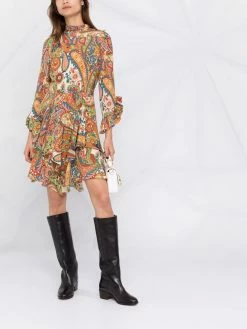ETRO robe volantée à motif cachemire