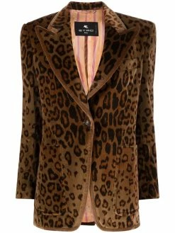 ETRO veste en velours à imprimé animalier