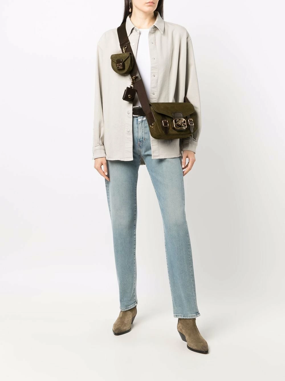 ETRO Sacoche en daim à patch logo Prix Aimable sacs à bandoulière & besaces femme 2 ETRO sacoche en daim à patch logo