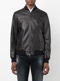 ETRO veste bomber en cuir à fermeture zippée