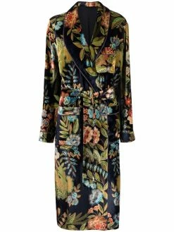 ETRO manteau en velours à fleurs